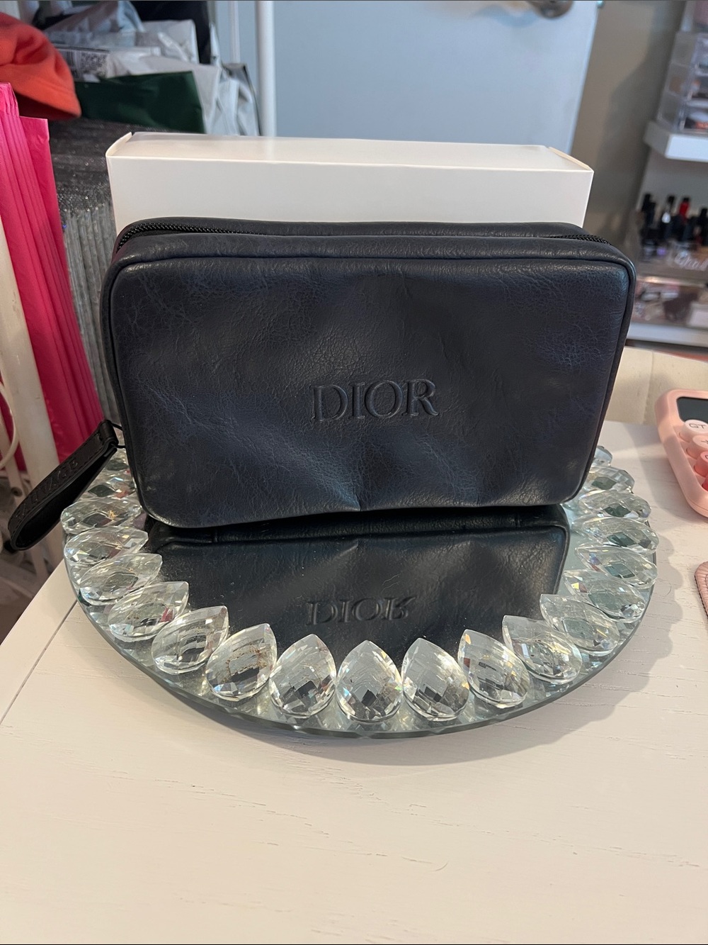 Dior Black Embossed Toiletry Bag